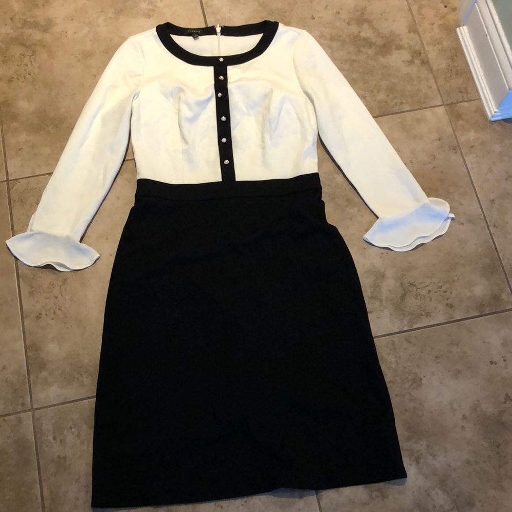 talbots adorable white and black dress